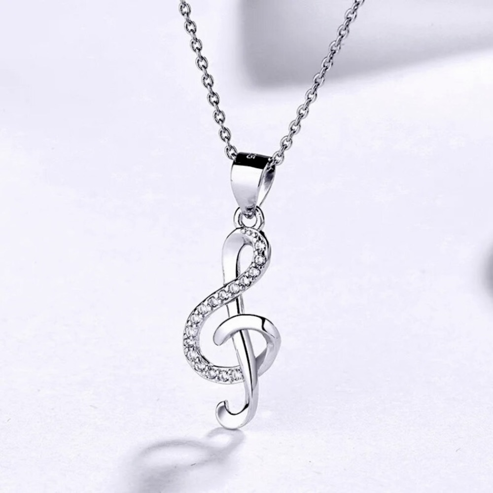 🌟 Sterling Silver Treble Clef Note Pendant Chain
